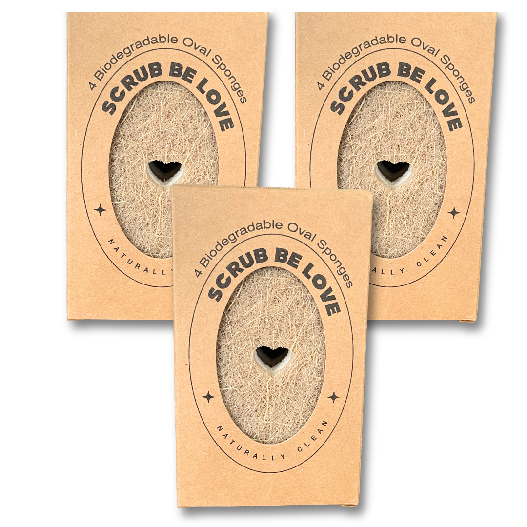 Bundle & Save!- 12 count (3 packs of 4)- Oval Heart Dish Sponges