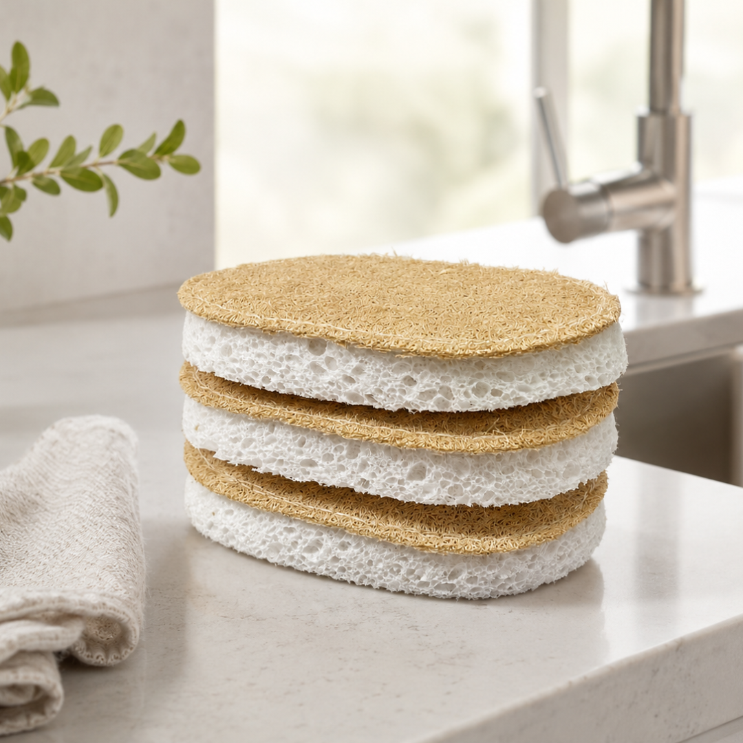 100% Plastic-Free Dual-Action Dish Sponge- 3pk
