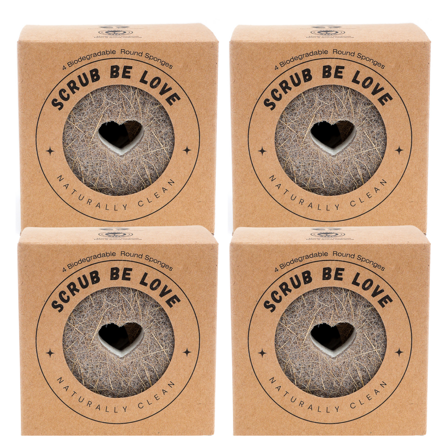 Bundle & Save BIG!— 16pk Round Heart Sponges (4 x 4-Packs)