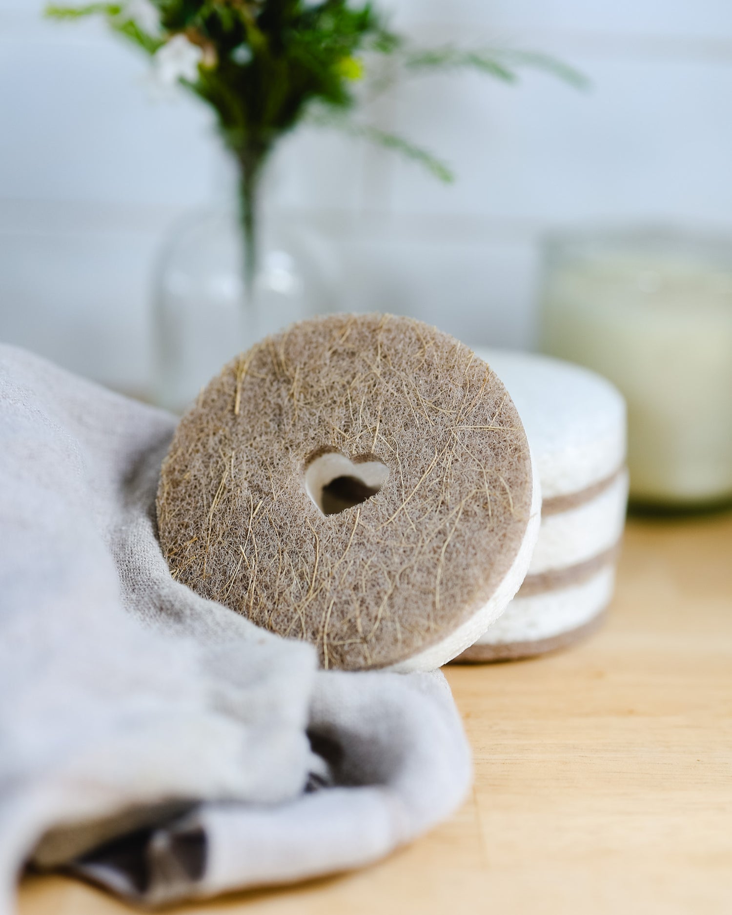 Shop Now photo of all Scrub Be Love Products- 100% biodegradable dish sponges made of coconut coir and wood pulp cellulose- plant based dish sponges- plastic free dish sponges. Scrub Daddy Alternative