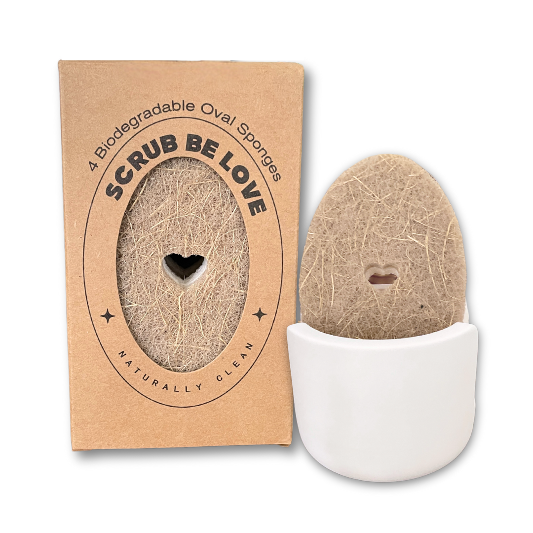 Bundle & Save! 4pk Oval Heart Sponges + Diatomite Sponge Holder