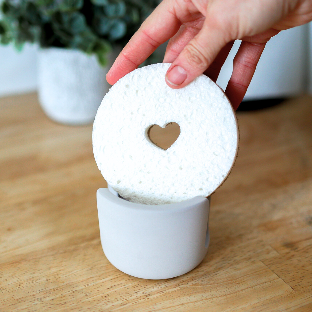 Bundle & Save! 4pk Oval Heart Sponges + Diatomite Sponge Holder