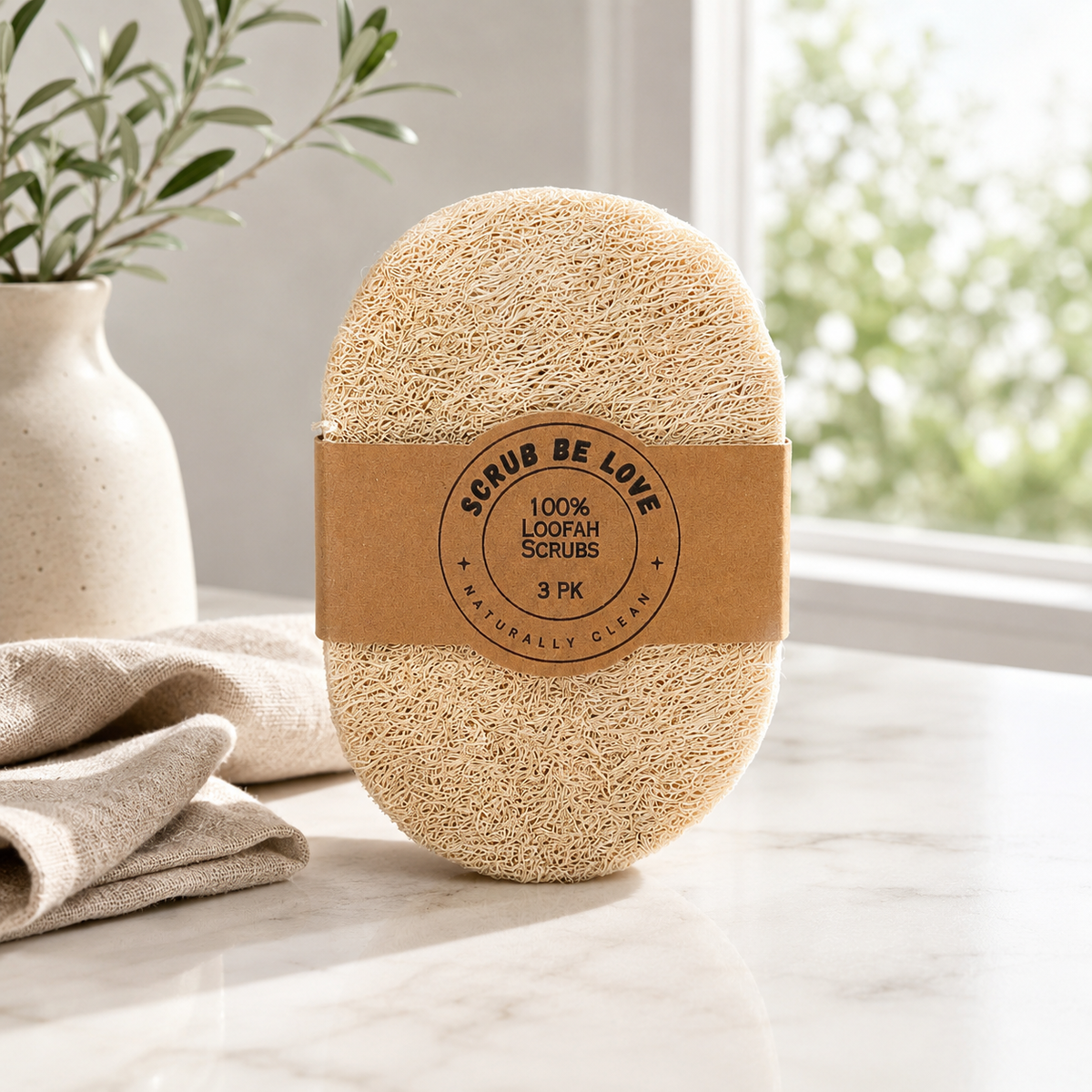 100% Plastic-Free, All Purpose Loofah Scrubbers- 3 pk