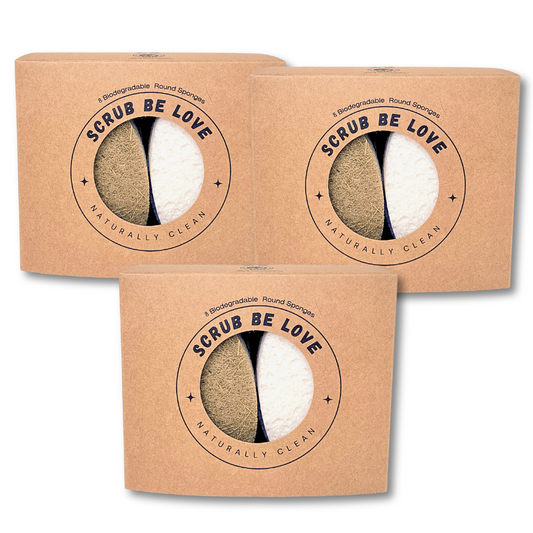 Bundle & Save!- 18 Count (3 packs of 6)- Oval Coconut Coir and Wood Pulp Cellulose Dish Sponges