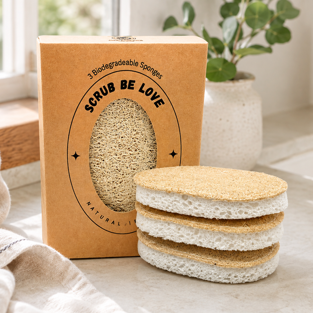 100% Plastic-Free Dual-Action Dish Sponge- 3pk
