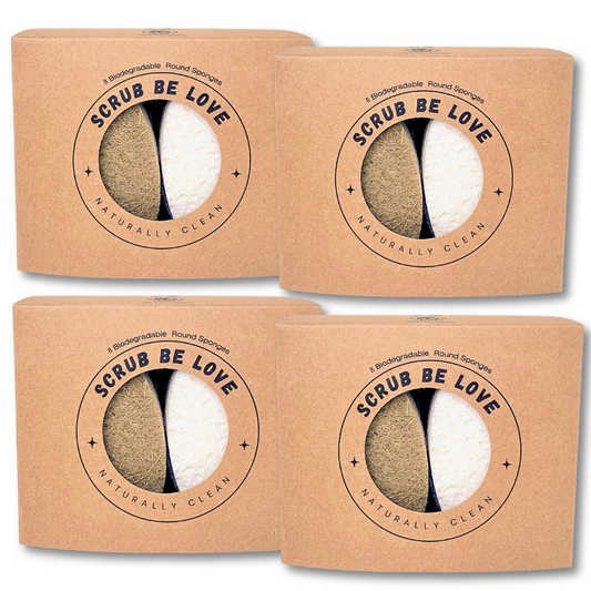 Bundle & Save! 24 Count (4 packs of 6)- Oval Shape Coconut Coir and Wood Pulp Cellulose Dish Sponges