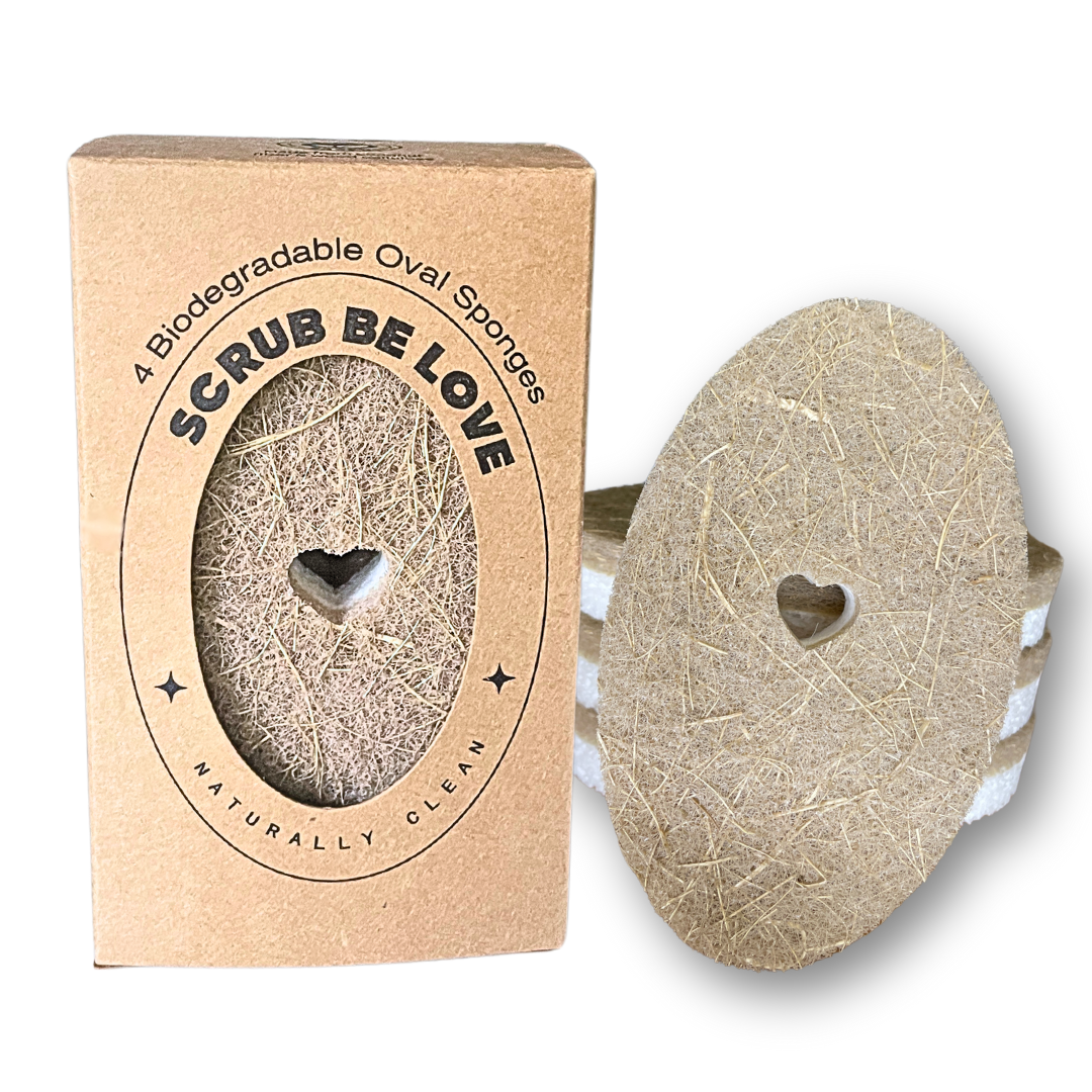 Scrub Be Love Sponges- Oval Heart Cut-Out Kitchen Sponge- Pack of 4