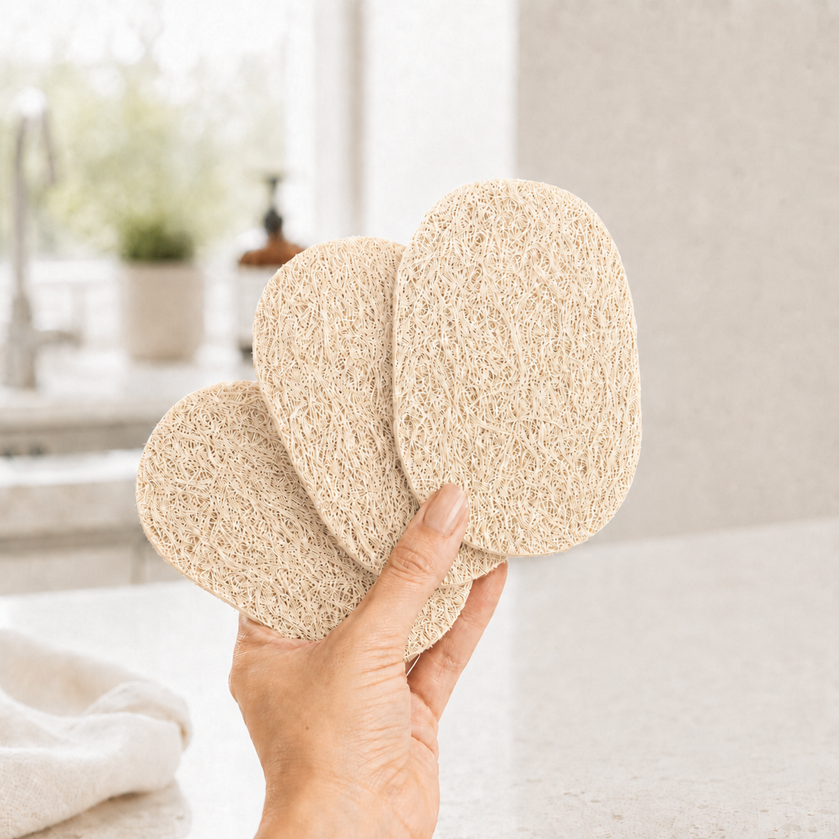 100% Plastic-Free, All Purpose Loofah Scrubbers- 3 pk
