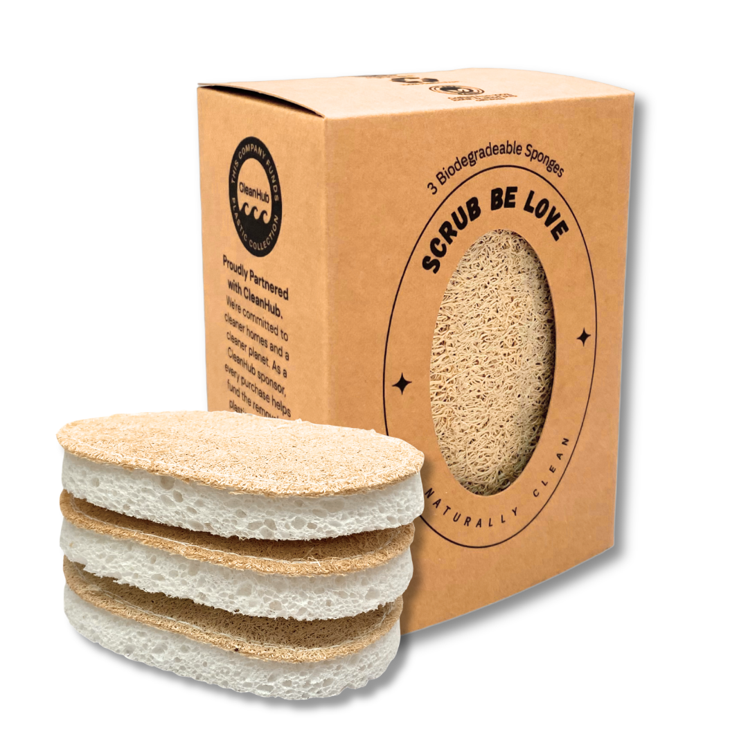 100% Plastic-Free Dual-Action Dish Sponge- 3pk