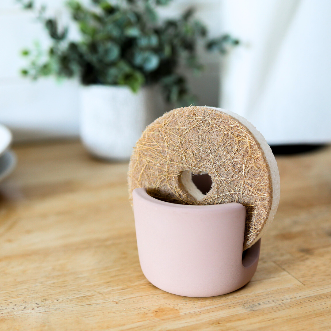 Fast Drying Diatomite Sponge Holder – Plastic Free Sink Organizer (Mauve)