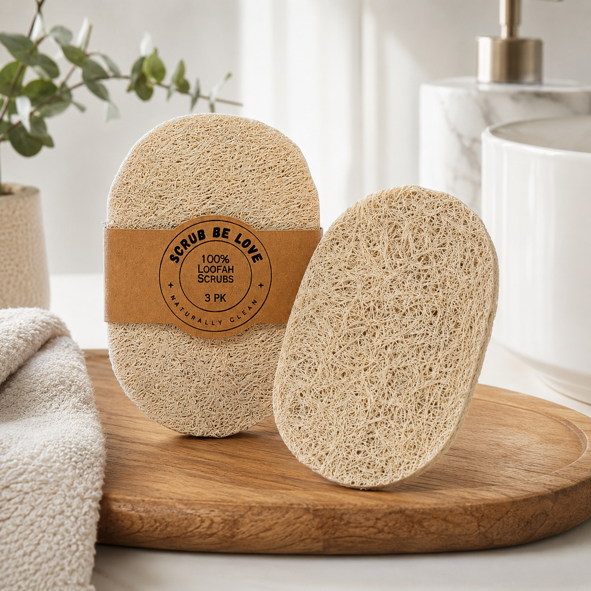 100% Plastic-Free, All Purpose Loofah Scrubbers- 3 pk