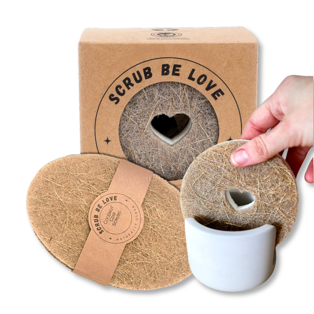 Heart Cut-out Non-Toxic Kitchen Bundle – 4pk Dish Sponges & 3pk Scrub Pads + Sponge Holder